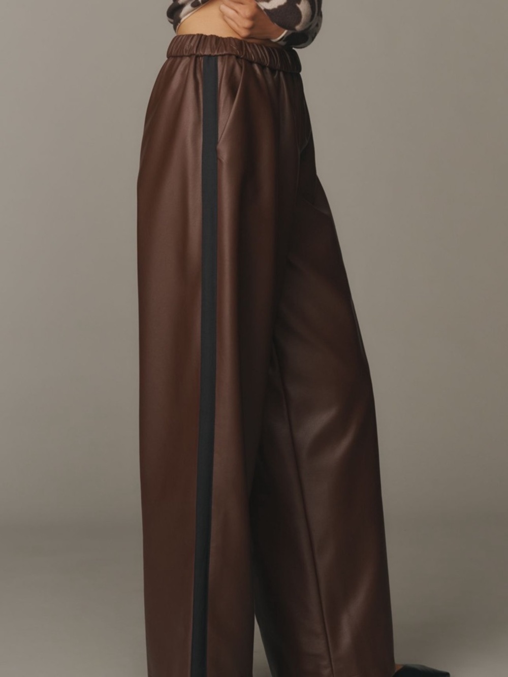 NWT - Maeve Faux Leather Pull-On Track Pants